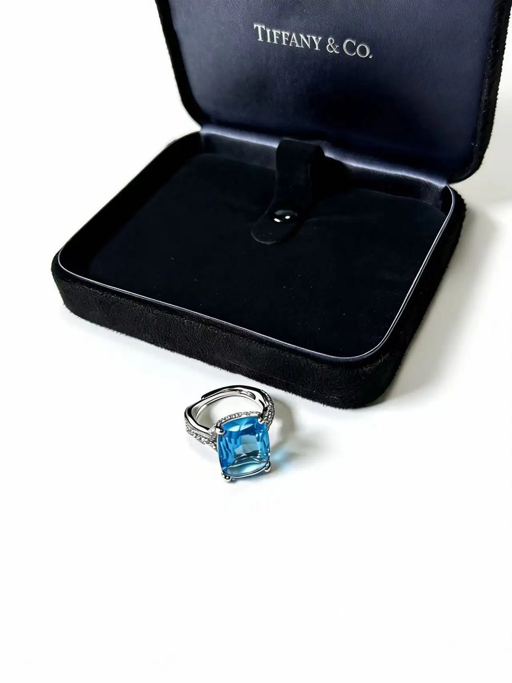 Tiffany & Co. Square Aquamarine Diamond Ring